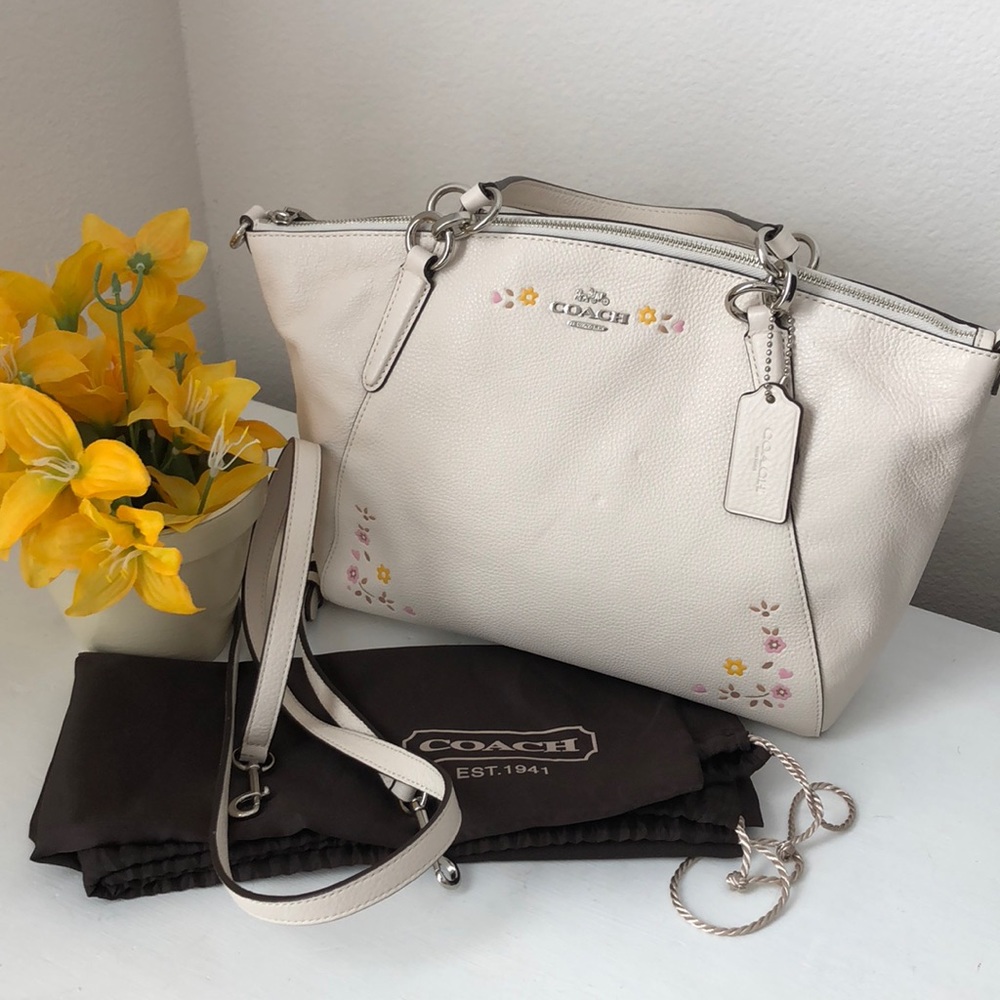 Coach leather embroidered satchel